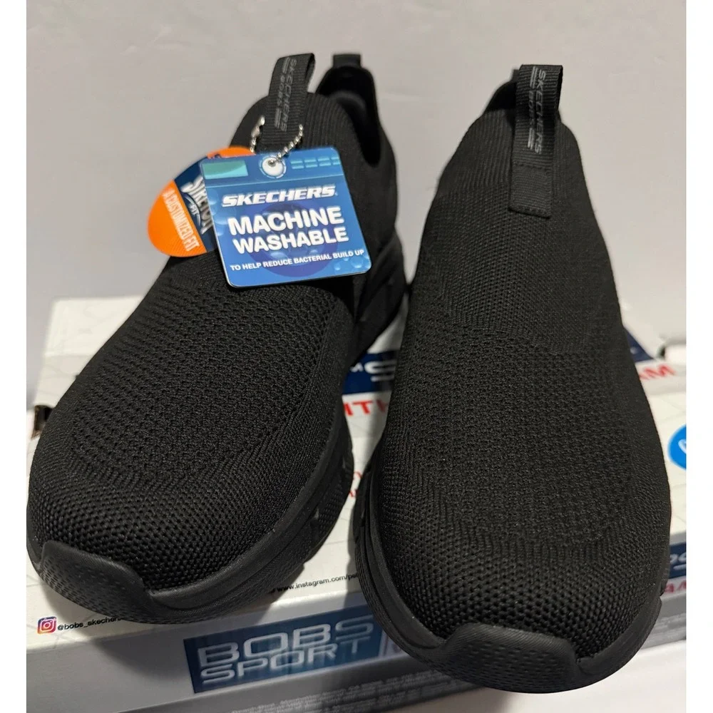 Skechers BOBS Sport B Flex-Frigid Edge‎ Mens 8 Black Slip On Sneakers 118107/BBK